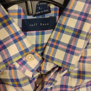 Jeff Rose  Multicolor Plaid Button Down Long Sleeve Size Large